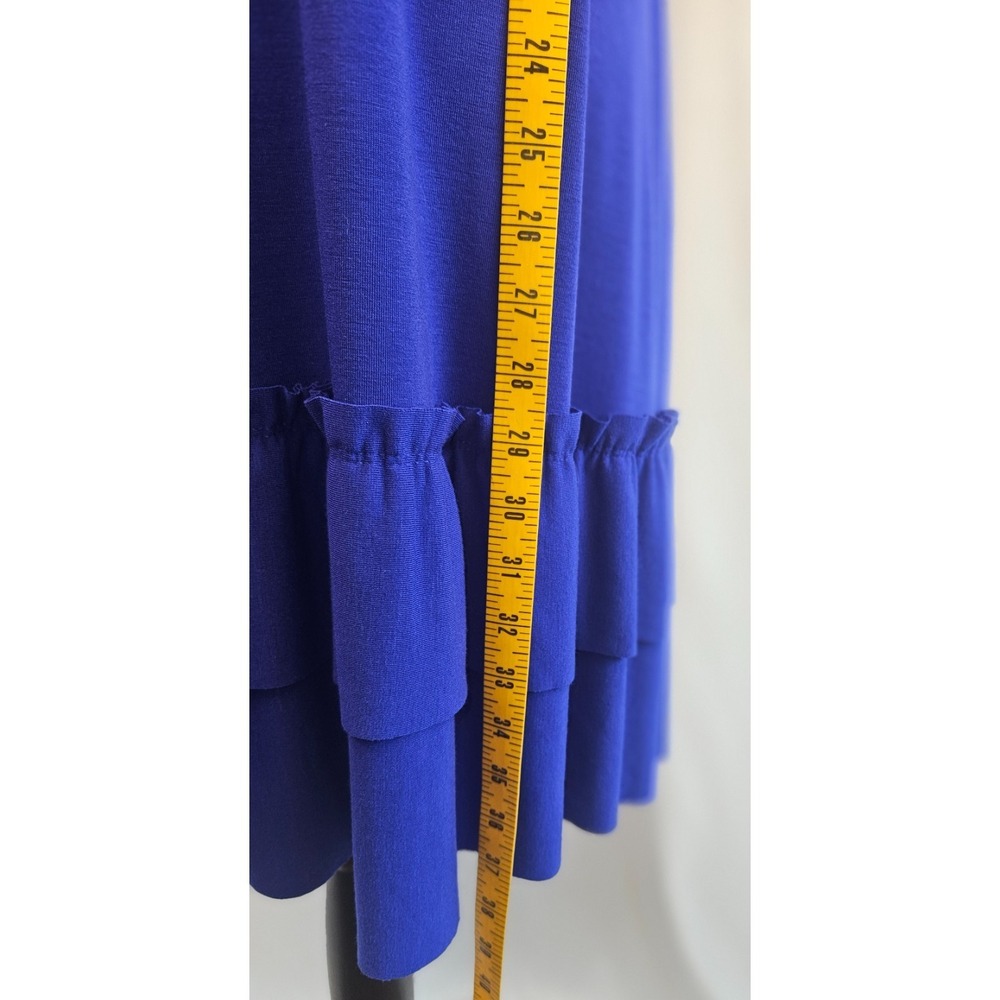 Zenana Royal Blue Sleeveless Swing Dress Layered Hem Soft Stretch Casual Boho L - Picture 5 of 6